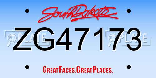 ZG47173 South Dakota License Plate