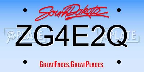 ZG4E2Q South Dakota License Plate