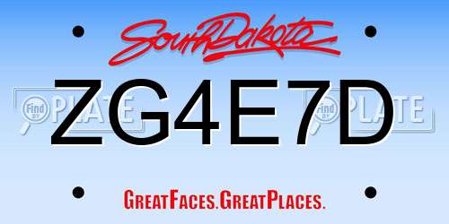 ZG4E7D South Dakota License Plate