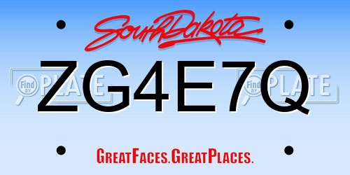 ZG4E7Q South Dakota License Plate