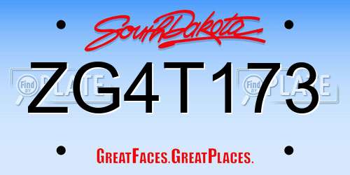 ZG4T173 South Dakota License Plate
