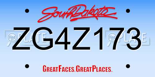ZG4Z173 South Dakota License Plate