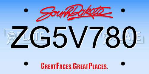 ZG5V780 South Dakota License Plate