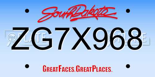 ZG7X968 South Dakota License Plate