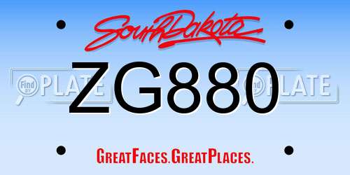 ZG880 South Dakota License Plate