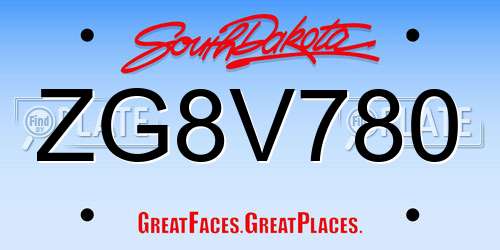 ZG8V780 South Dakota License Plate