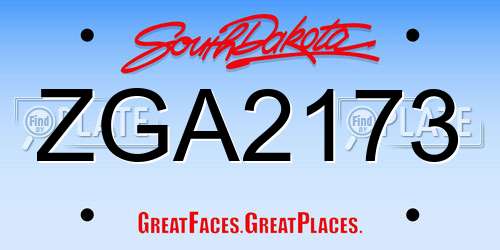ZGA2173 South Dakota License Plate