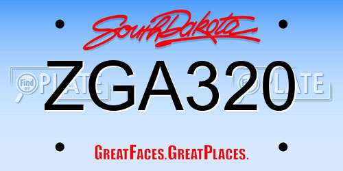 ZGA320 South Dakota License Plate