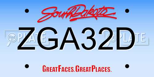 ZGA32D South Dakota License Plate