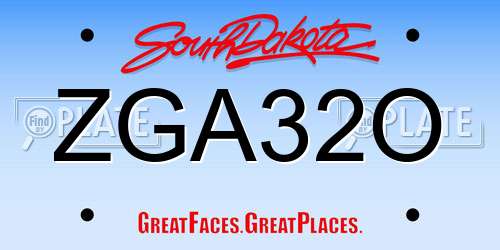 ZGA32O South Dakota License Plate