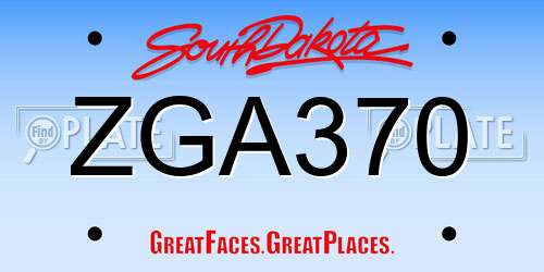 ZGA370 South Dakota License Plate