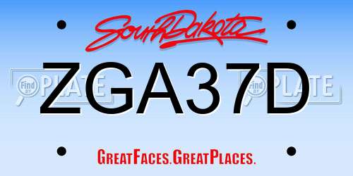 ZGA37D South Dakota License Plate