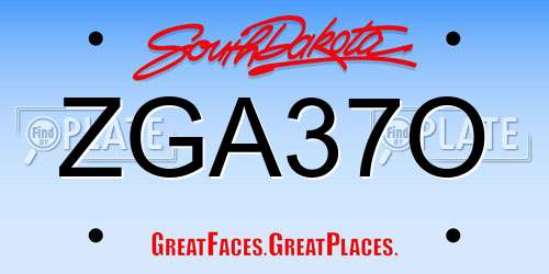 ZGA37O South Dakota License Plate