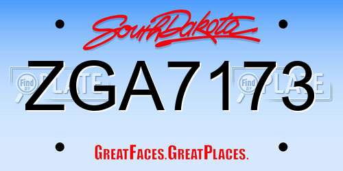 ZGA7173 South Dakota License Plate