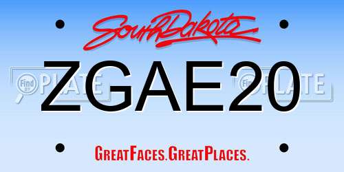 ZGAE20 South Dakota License Plate