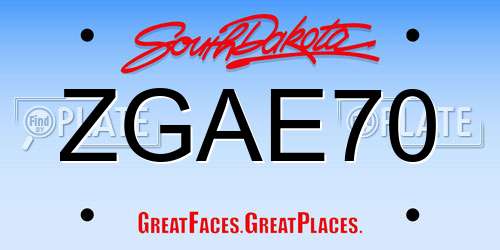 ZGAE70 South Dakota License Plate