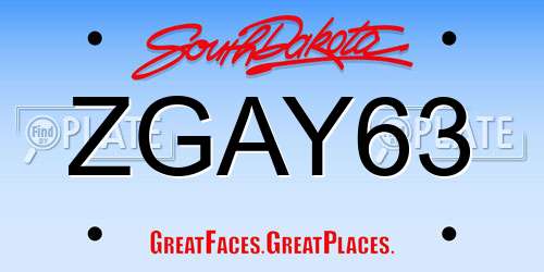 ZGAY63 South Dakota License Plate