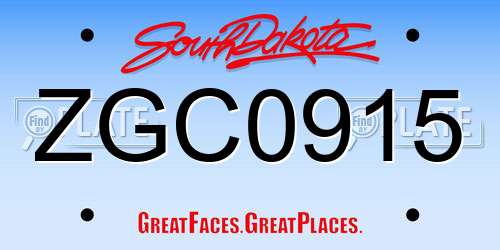 ZGC0915 South Dakota License Plate