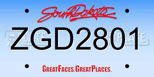 ZGD2801 South Dakota License Plate