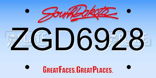 ZGD6928 South Dakota License Plate