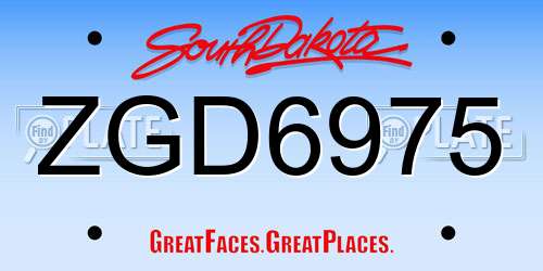 ZGD6975 South Dakota License Plate