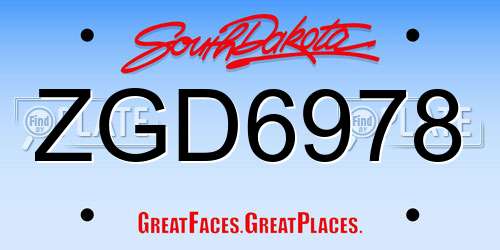 ZGD6978 South Dakota License Plate