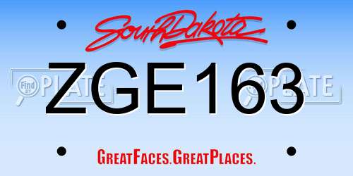 ZGE163 South Dakota License Plate