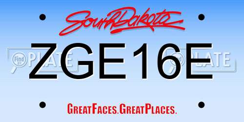 ZGE16E South Dakota License Plate