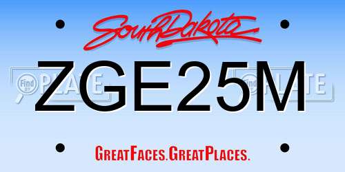 ZGE25M South Dakota License Plate