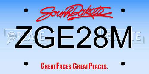 ZGE28M South Dakota License Plate
