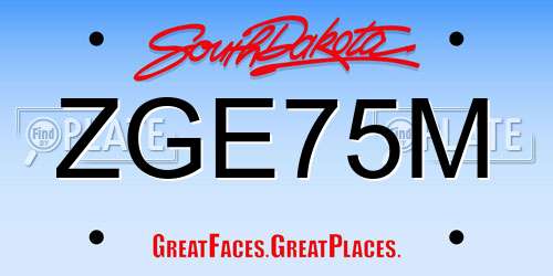 ZGE75M South Dakota License Plate