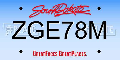 ZGE78M South Dakota License Plate