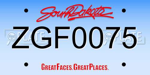ZGF0075 South Dakota License Plate