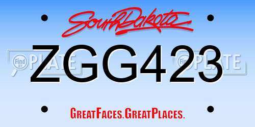ZGG423 South Dakota License Plate