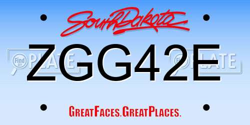 ZGG42E South Dakota License Plate