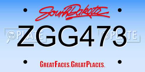 ZGG473 South Dakota License Plate
