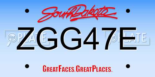 ZGG47E South Dakota License Plate