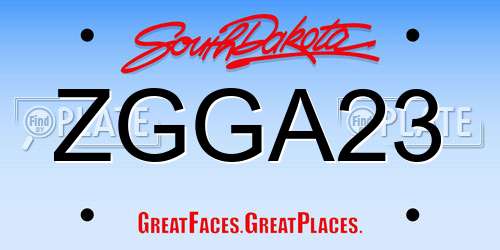 ZGGA23 South Dakota License Plate