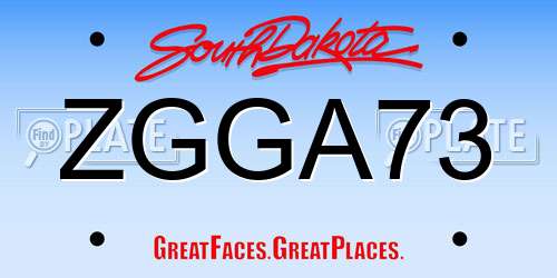 ZGGA73 South Dakota License Plate
