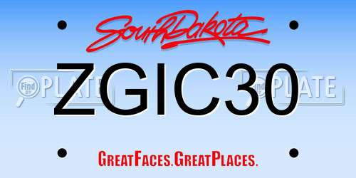 ZGIC30 South Dakota License Plate