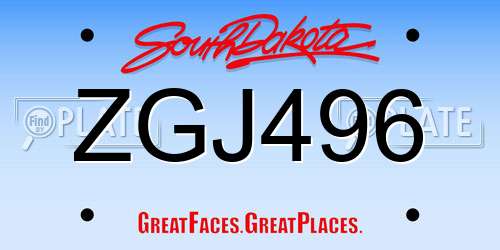 ZGJ496 South Dakota License Plate