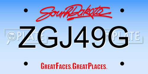 ZGJ49G South Dakota License Plate
