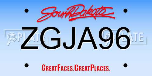 ZGJA96 South Dakota License Plate