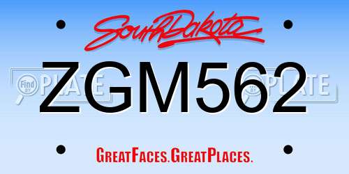 ZGM562 South Dakota License Plate
