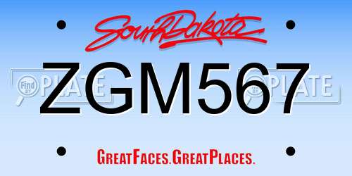 ZGM567 South Dakota License Plate