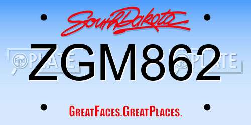 ZGM862 South Dakota License Plate