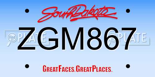 ZGM867 South Dakota License Plate