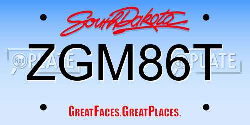 ZGM86T South Dakota License Plate