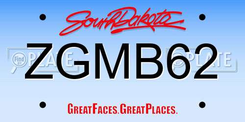 ZGMB62 South Dakota License Plate