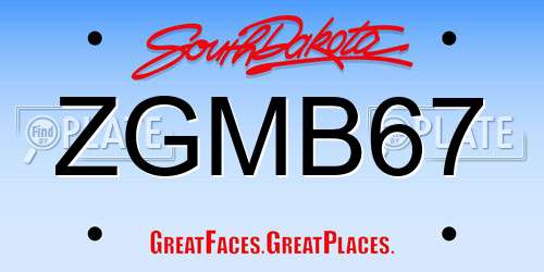ZGMB67 South Dakota License Plate
